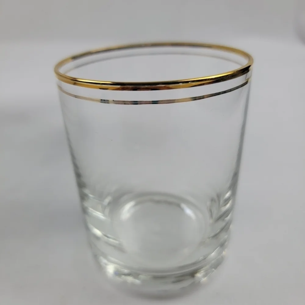 NIB Set of 4‎ Burns Glass gold double rim double old fashioned 11 3/4 Oz